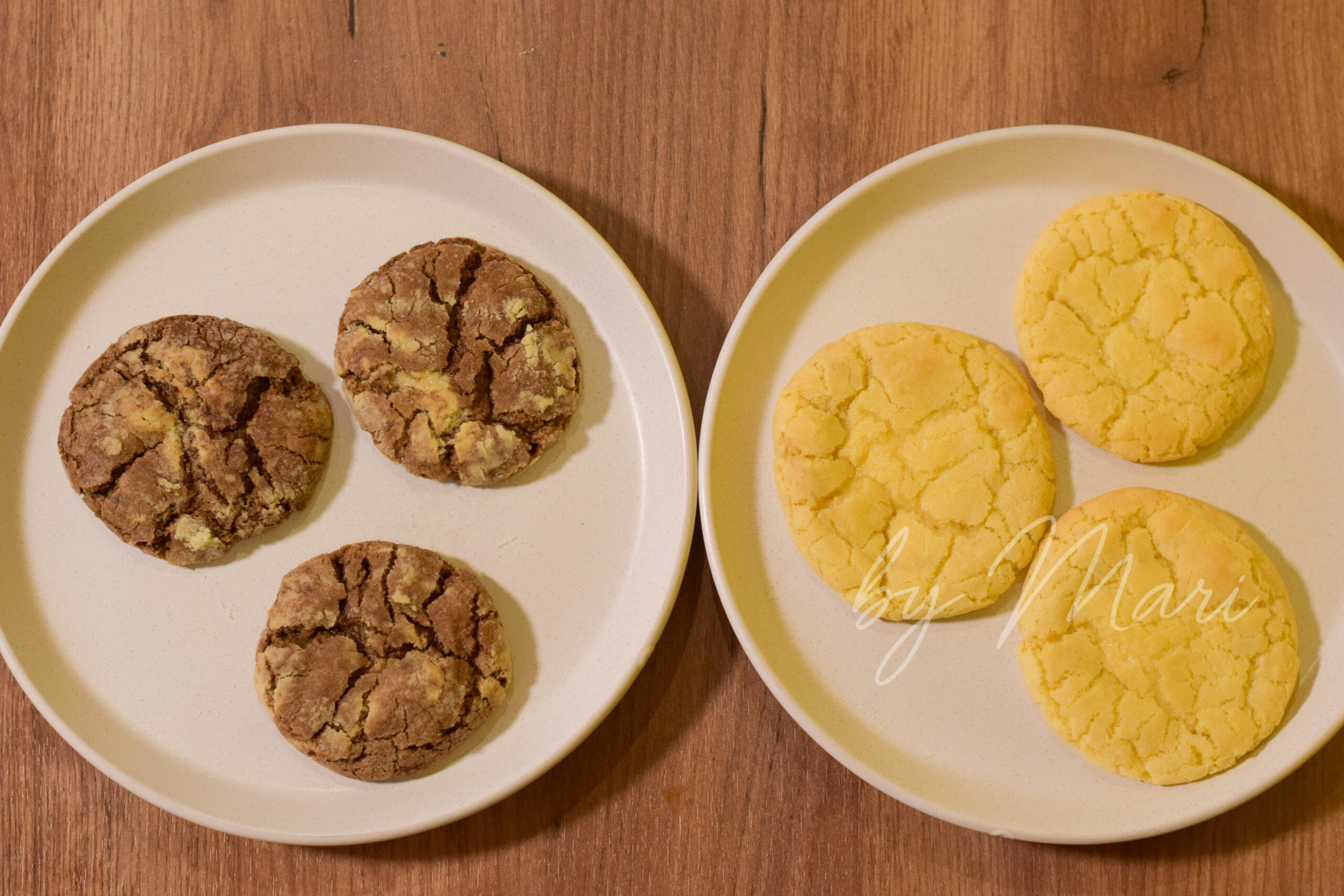 Мягкое кракле-печенье в сахарной пудре: ванильное и шоколадное