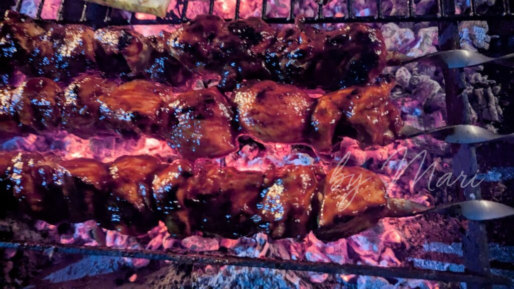 шашлык на огне