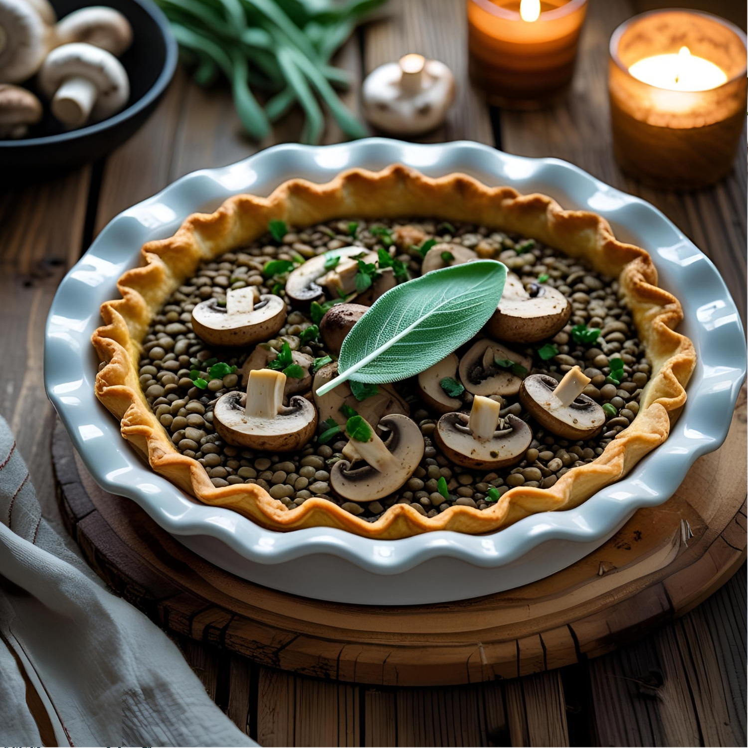 Пикантный веганский пирог с чечевицей, грибами и шалфеем – сытный и ароматный рецепт