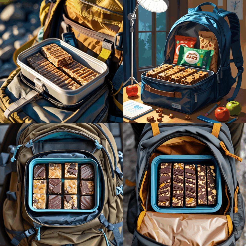 маленький контейнер с батончиками в рюкзаке