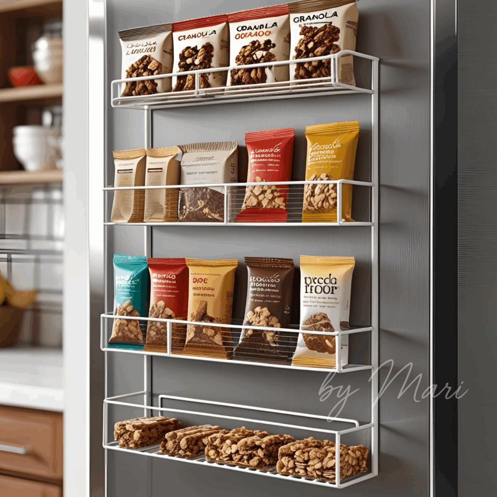 подвесной органайзер с батончиками на дверце холодильника