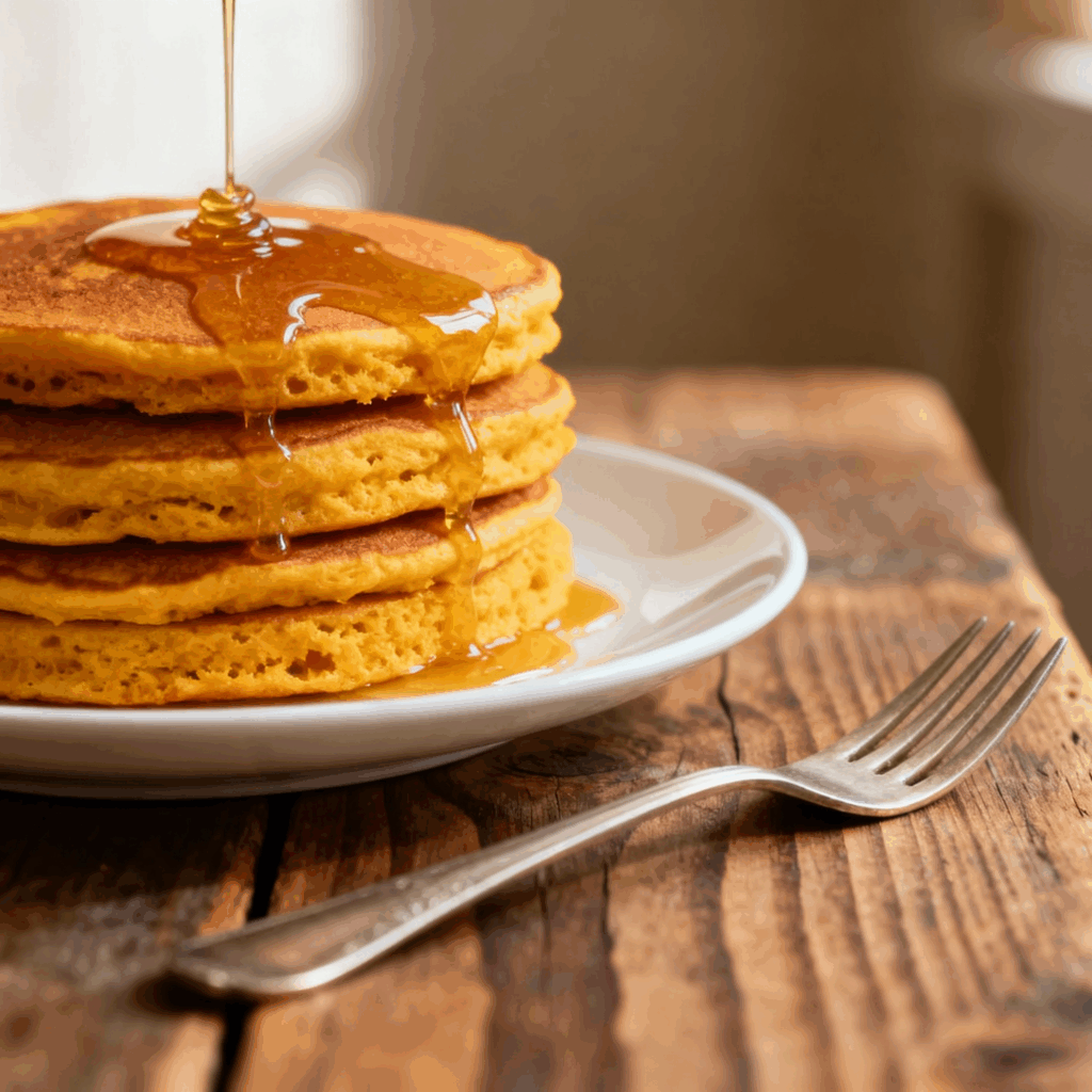 Тыквенные оладьи с мёдом.